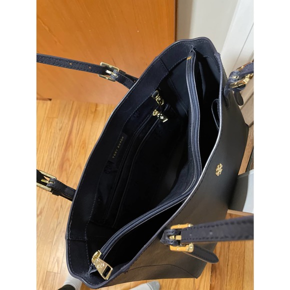 Tory Burch York Buckle Tote Bag navy gold hardware - Picture 9 of 10